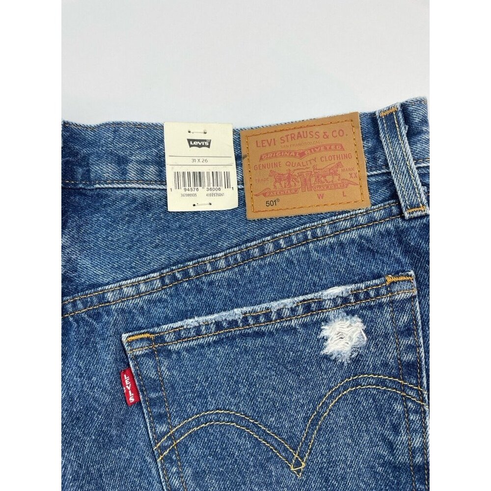 Levi's Premium 501 Original Cropped Women's Sz 31x26 Button Fly Distressed Jeans - Picture 16 of 16